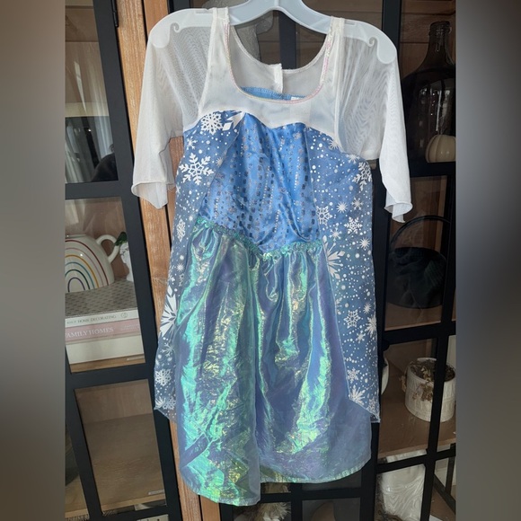 Elsa Disney Frozen princess dress costume cape glitter snowflakes toddler girl - Picture 1 of 8